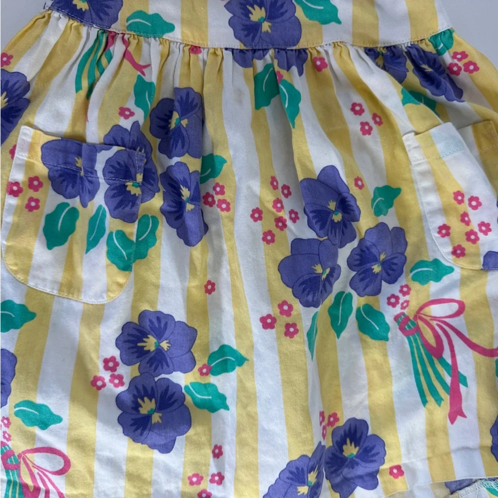 VTG Gymboree Flower Party Pansy Rainbow Label Girls Large Halter Sundress Violet